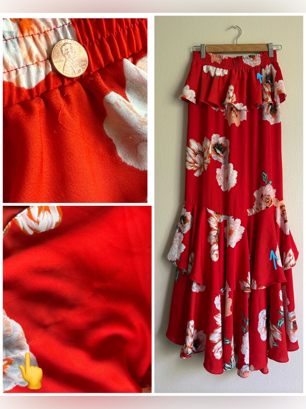 Misa Los Angeles Lucia Skirt Poppy Floral Ruffle Tiered Maxi Boho Skirt - Picture 10 of 10